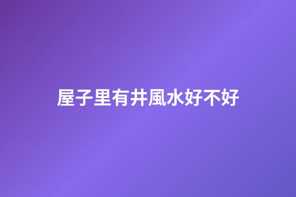 屋子里有井風水好不好