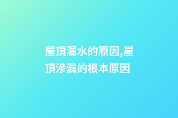 屋頂漏水的原因,屋頂滲漏的根本原因-第1張-觀點-玄機派