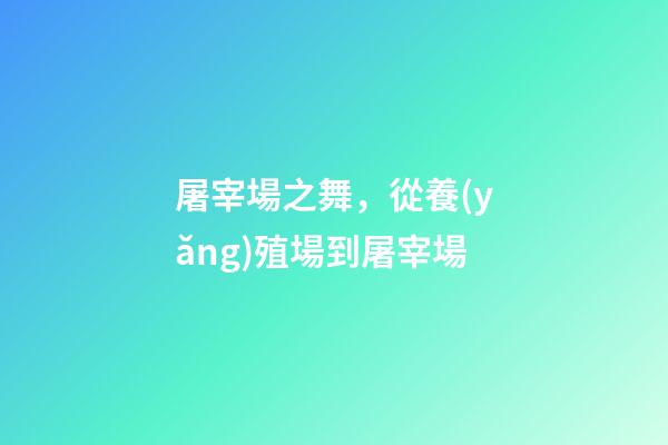 屠宰場之舞，從養(yǎng)殖場到屠宰場-第1張-觀點-玄機派