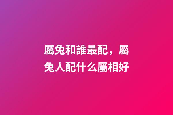 屬兔和誰最配，屬兔人配什么屬相好-第1張-觀點-玄機派