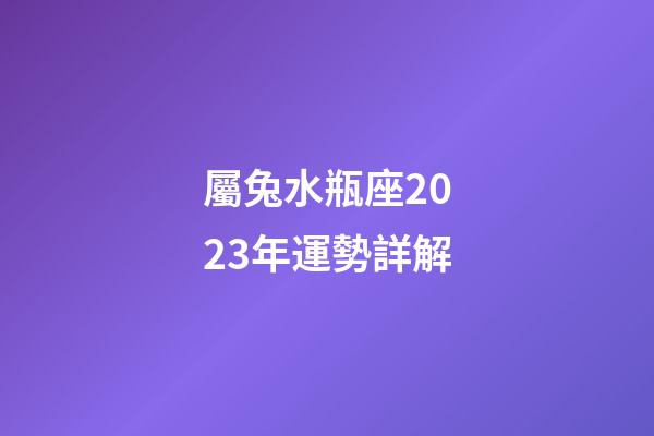 屬兔水瓶座2023年運勢詳解-第1張-星座運勢-玄機派