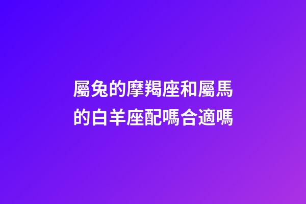 屬兔的摩羯座和屬馬的白羊座配嗎合適嗎-第1張-星座運勢-玄機派