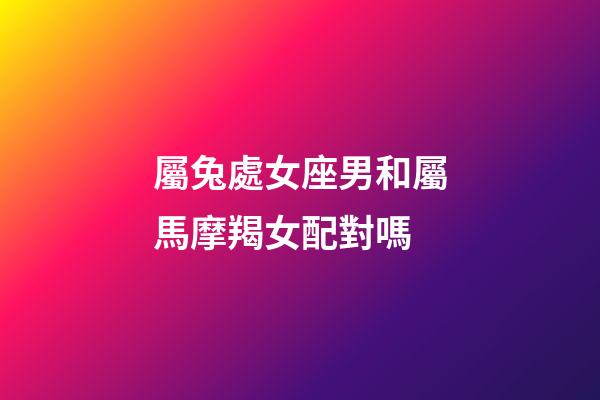 屬兔處女座男和屬馬摩羯女配對嗎-第1張-星座運勢-玄機派