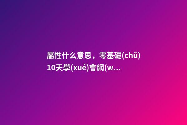 屬性什么意思，零基礎(chǔ)10天學(xué)會網(wǎng)頁制作第二天(中)之屬性介紹