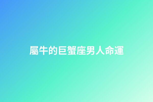 屬牛的巨蟹座男人命運