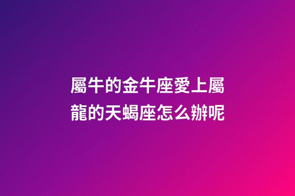 屬牛的金牛座愛上屬龍的天蝎座怎么辦呢-第1張-星座運勢-玄機派