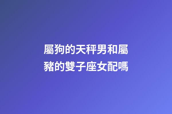屬狗的天秤男和屬豬的雙子座女配嗎-第1張-星座運勢-玄機派