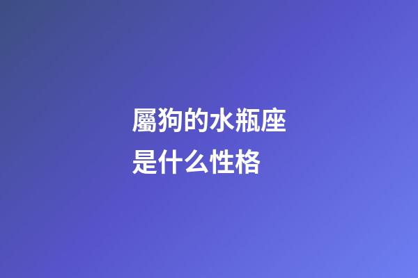 屬狗的水瓶座是什么性格-第1張-星座運勢-玄機派