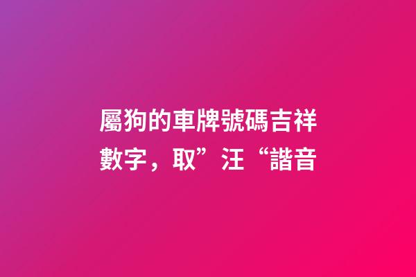 屬狗的車牌號碼吉祥數字，取”汪“諧音