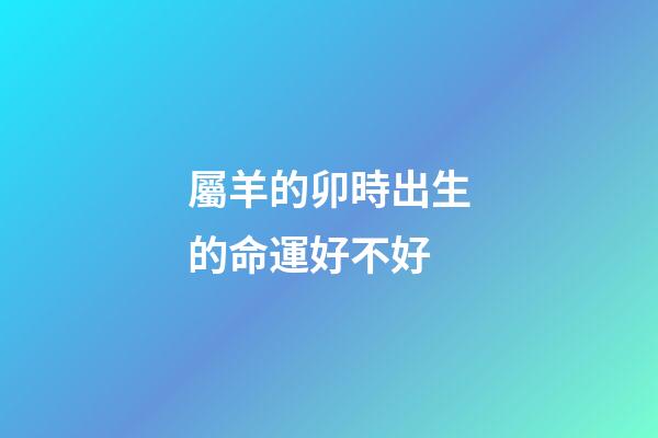 屬羊的卯時出生的命運好不好