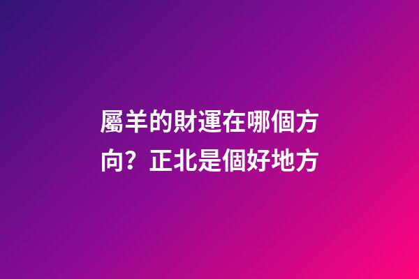 屬羊的財運在哪個方向？正北是個好地方