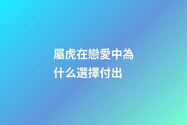 屬虎在戀愛中為什么選擇付出