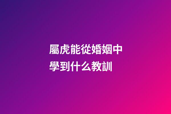 屬虎能從婚姻中學到什么教訓