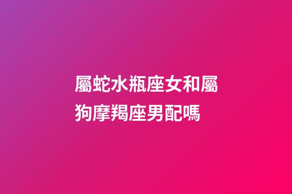 屬蛇水瓶座女和屬狗摩羯座男配嗎-第1張-星座運勢-玄機派