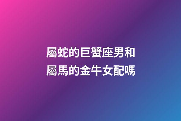 屬蛇的巨蟹座男和屬馬的金牛女配嗎-第1張-星座運勢-玄機派