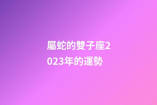 屬蛇的雙子座2023年的運勢