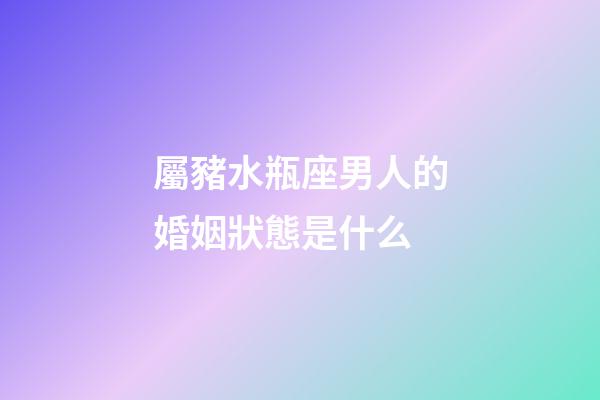 屬豬水瓶座男人的婚姻狀態是什么-第1張-星座運勢-玄機派