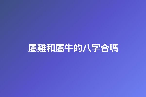 屬雞和屬牛的八字合嗎
