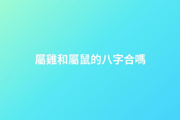 屬雞和屬鼠的八字合嗎