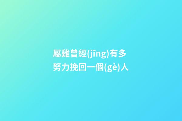 屬雞曾經(jīng)有多努力挽回一個(gè)人