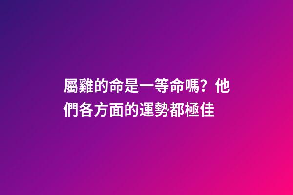 屬雞的命是一等命嗎？他們各方面的運勢都極佳