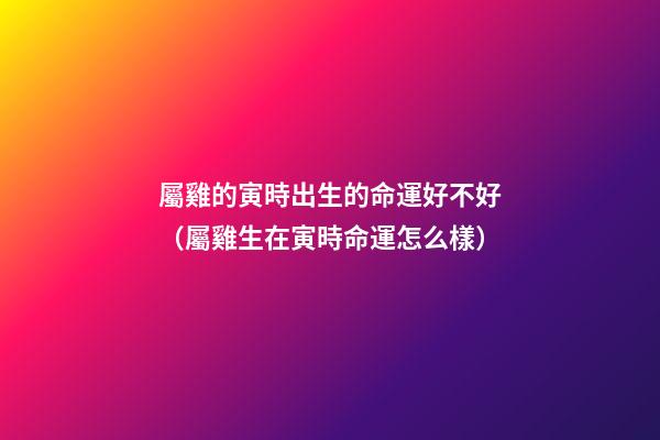 屬雞的寅時出生的命運好不好（屬雞生在寅時命運怎么樣）