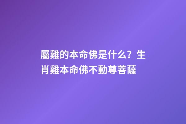 屬雞的本命佛是什么？生肖雞本命佛不動尊菩薩