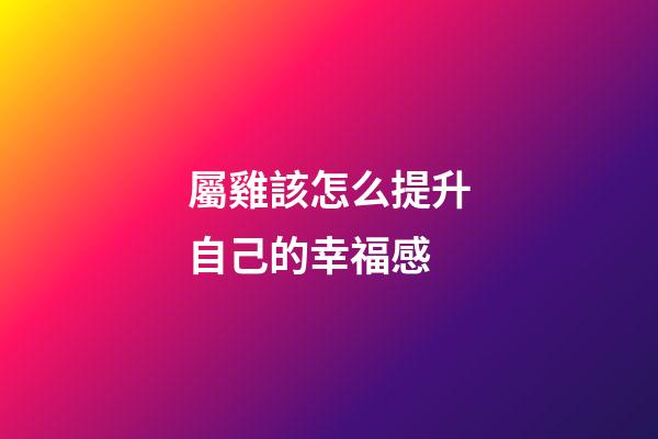 屬雞該怎么提升自己的幸福感
