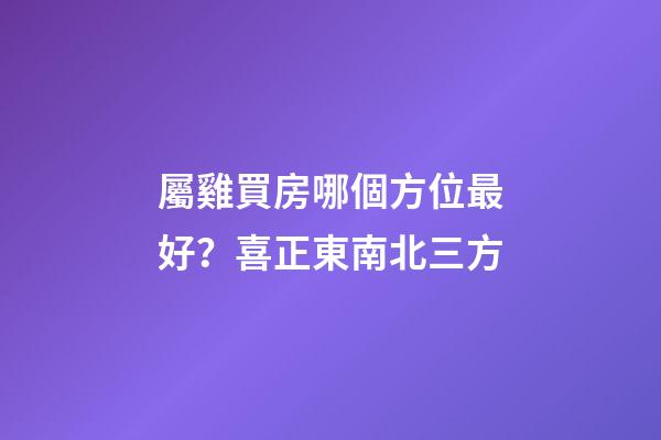 屬雞買房哪個方位最好？喜正東南北三方