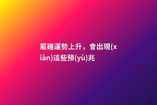 屬雞運勢上升，會出現(xiàn)這些預(yù)兆