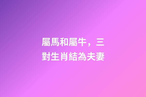 屬馬和屬牛，三對生肖結為夫妻-第1張-觀點-玄機派