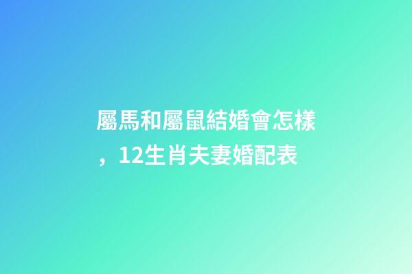 屬馬和屬鼠結婚會怎樣，12生肖夫妻婚配表
