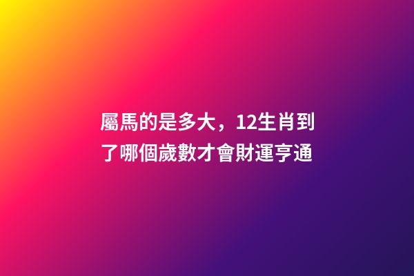 屬馬的是多大，12生肖到了哪個歲數才會財運亨通-第1張-觀點-玄機派