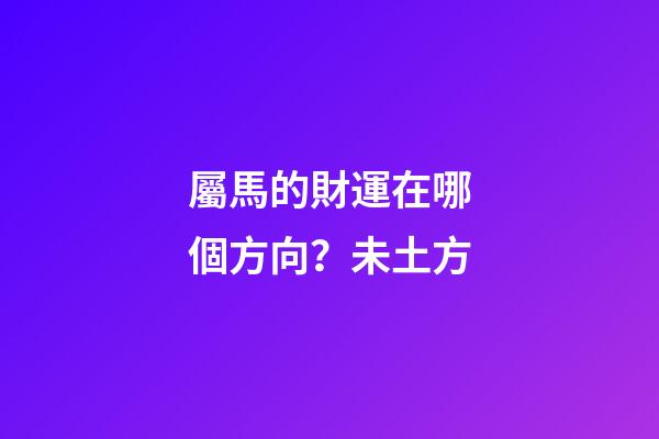 屬馬的財運在哪個方向？未土方