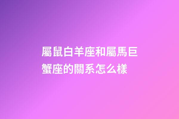 屬鼠白羊座和屬馬巨蟹座的關系怎么樣-第1張-星座運勢-玄機派