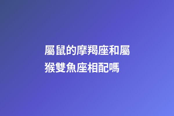 屬鼠的摩羯座和屬猴雙魚座相配嗎-第1張-星座運勢-玄機派