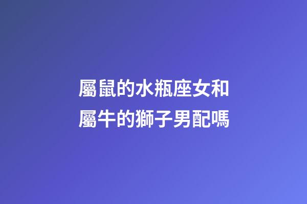 屬鼠的水瓶座女和屬牛的獅子男配嗎-第1張-星座運勢-玄機派