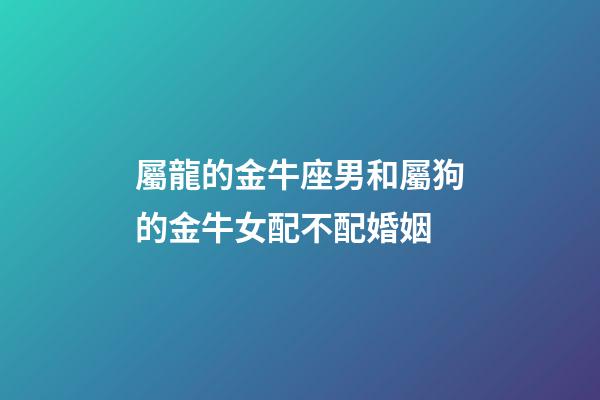 屬龍的金牛座男和屬狗的金牛女配不配婚姻-第1張-星座運勢-玄機派