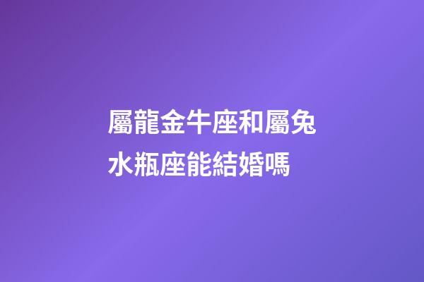 屬龍金牛座和屬兔水瓶座能結婚嗎-第1張-星座運勢-玄機派