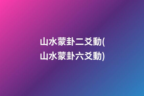 山水蒙卦二爻動(山水蒙卦六爻動)