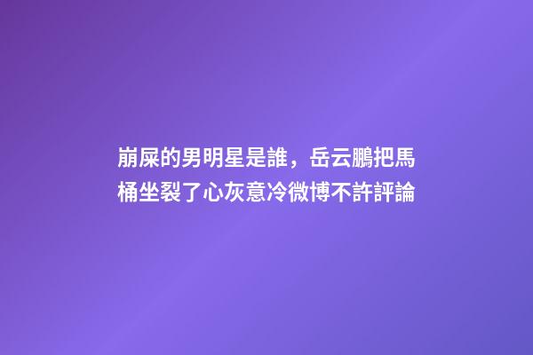 崩屎的男明星是誰，岳云鵬把馬桶坐裂了心灰意冷微博不許評論-第1張-觀點-玄機派