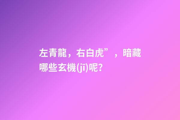 左青龍，右白虎”，暗藏哪些玄機(jī)呢？