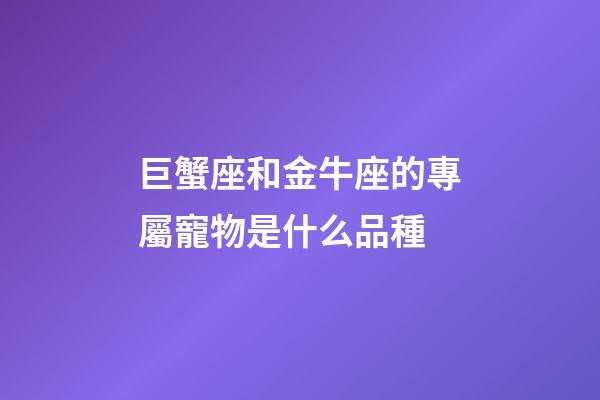 巨蟹座和金牛座的專屬寵物是什么品種