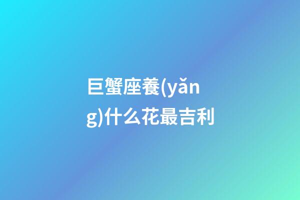 巨蟹座養(yǎng)什么花最吉利