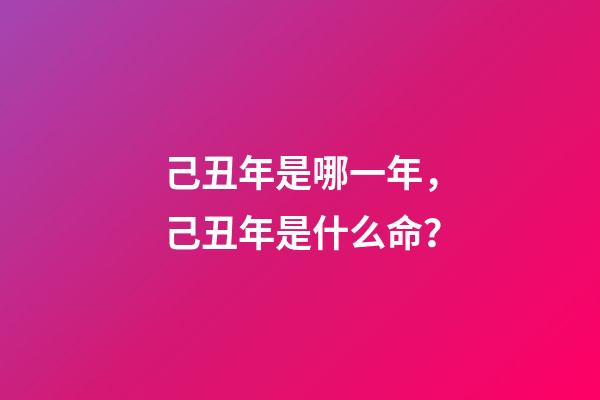 己丑年是哪一年，己丑年是什么命？
