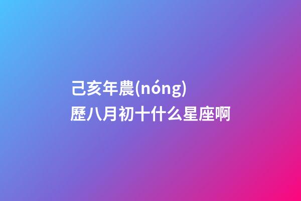 己亥年農(nóng)歷八月初十什么星座啊