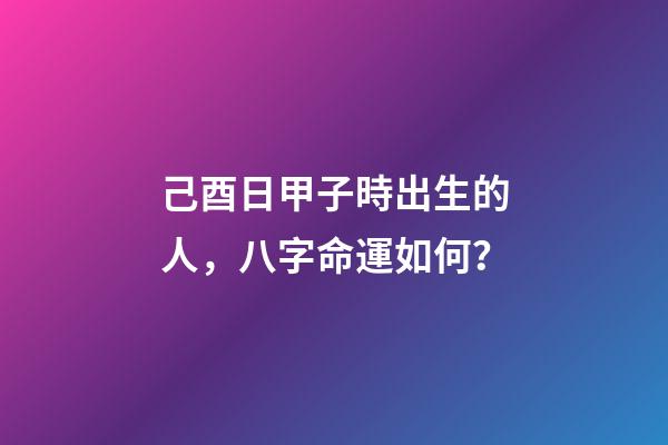 己酉日甲子時出生的人，八字命運如何？