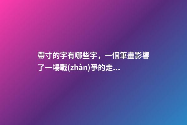 帶寸的字有哪些字，一個筆畫影響了一場戰(zhàn)爭的走向-第1張-觀點-玄機派
