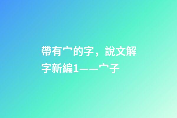 帶有宀的字，說文解字新編1——宀子