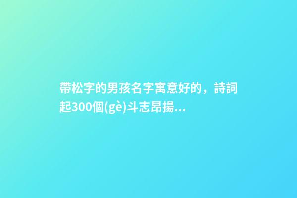 帶松字的男孩名字寓意好的，詩詞起300個(gè)斗志昂揚(yáng)的男孩名-第1張-觀點(diǎn)-玄機(jī)派